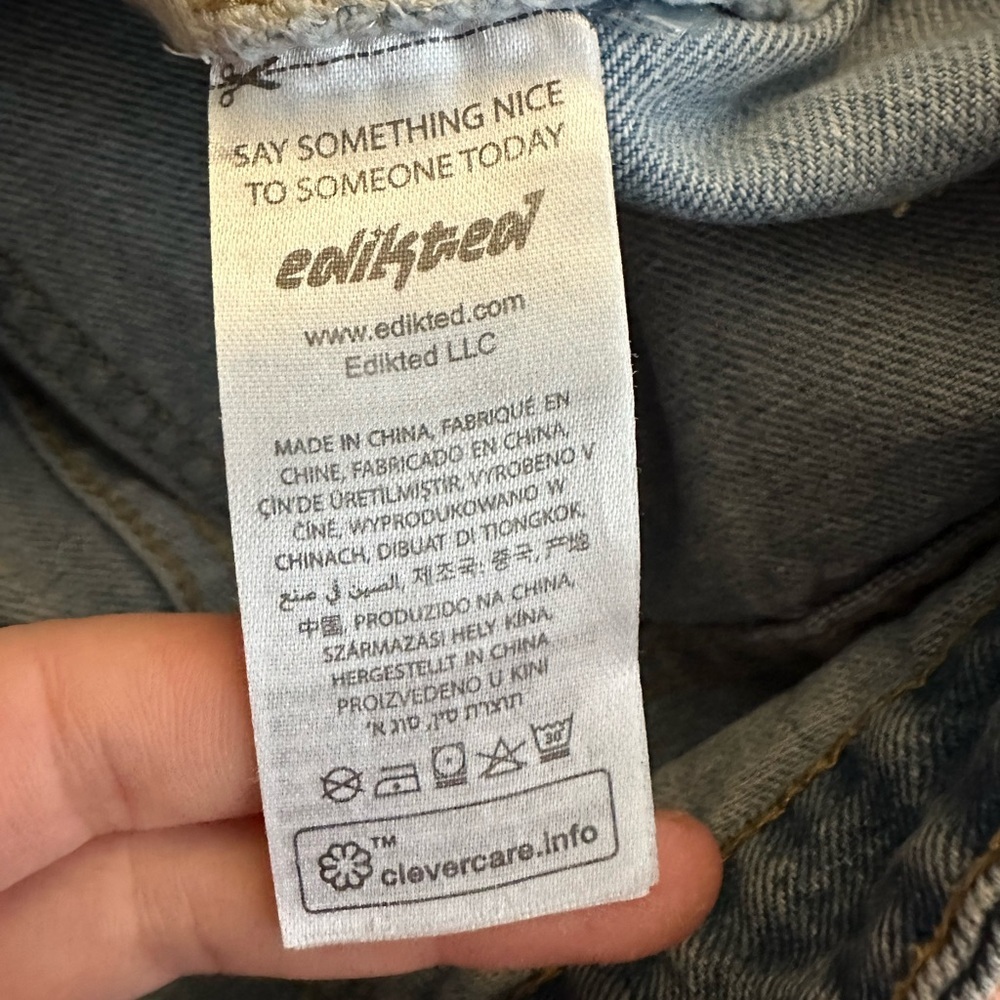 Edikted Lori Ripped High Waist Wide Leg Jeans light wash size small - Picture 3 of 9